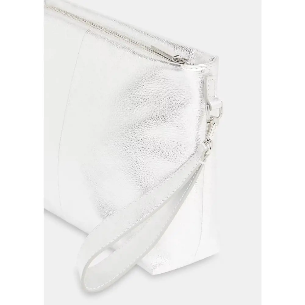 Whistles Avah Silver Zip Top Clutch